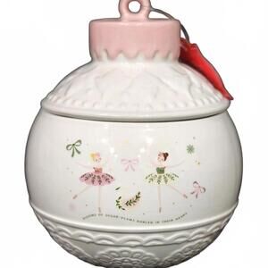Sugar Plum Fairies Ornament Christmas Cookie Jar 7.7" Ceramic Treats Canister